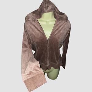 Y2K Brown velour zip-up track hoodie jacket